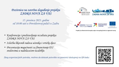 Poziv na završno događanje projekta ZADRA NOVA ZA VAS